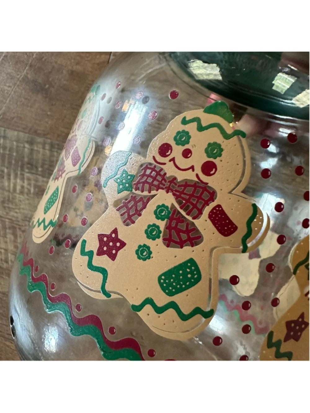 Vintage Anchor Hocking Gingerbread Cookie Jar 1980s Christmas Glass Canister